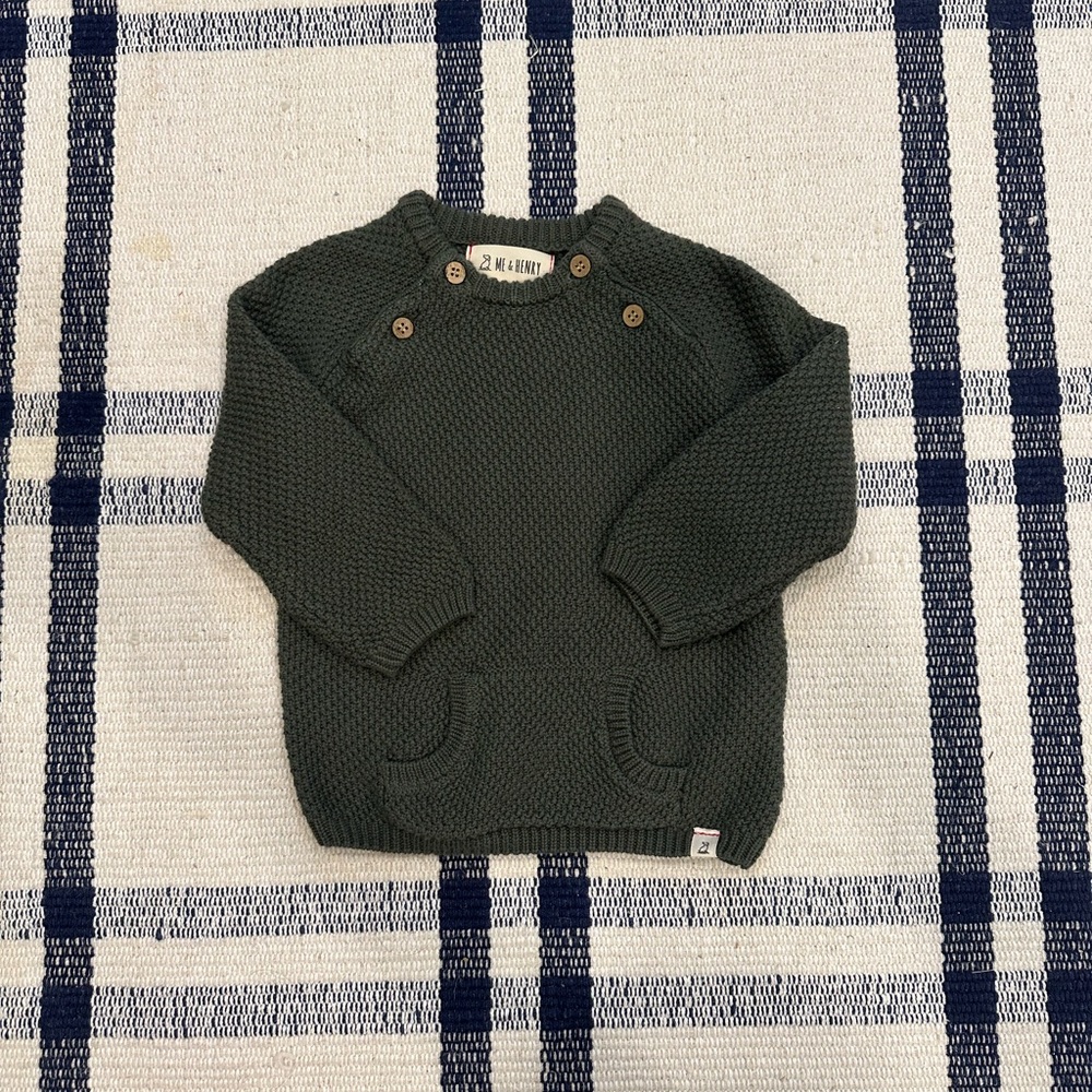 Me & Henry Dark Green Knit Sweater 6-12m